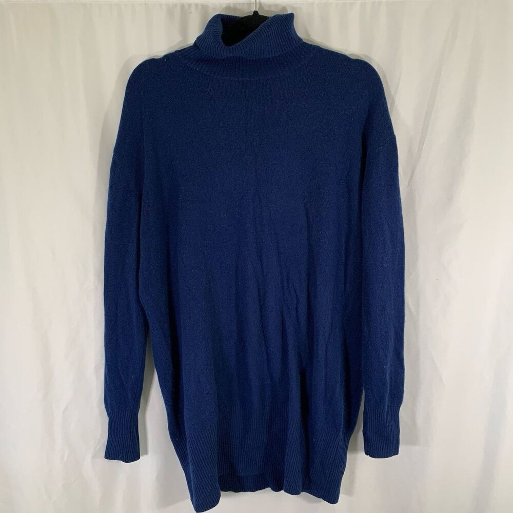 Universal Standard Wool Cashmere Dress Women XS Navy Blue Long Sleeve Turtleneck